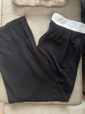 Sincerely Jules Black Wide-Leg Trousers with White Waistband